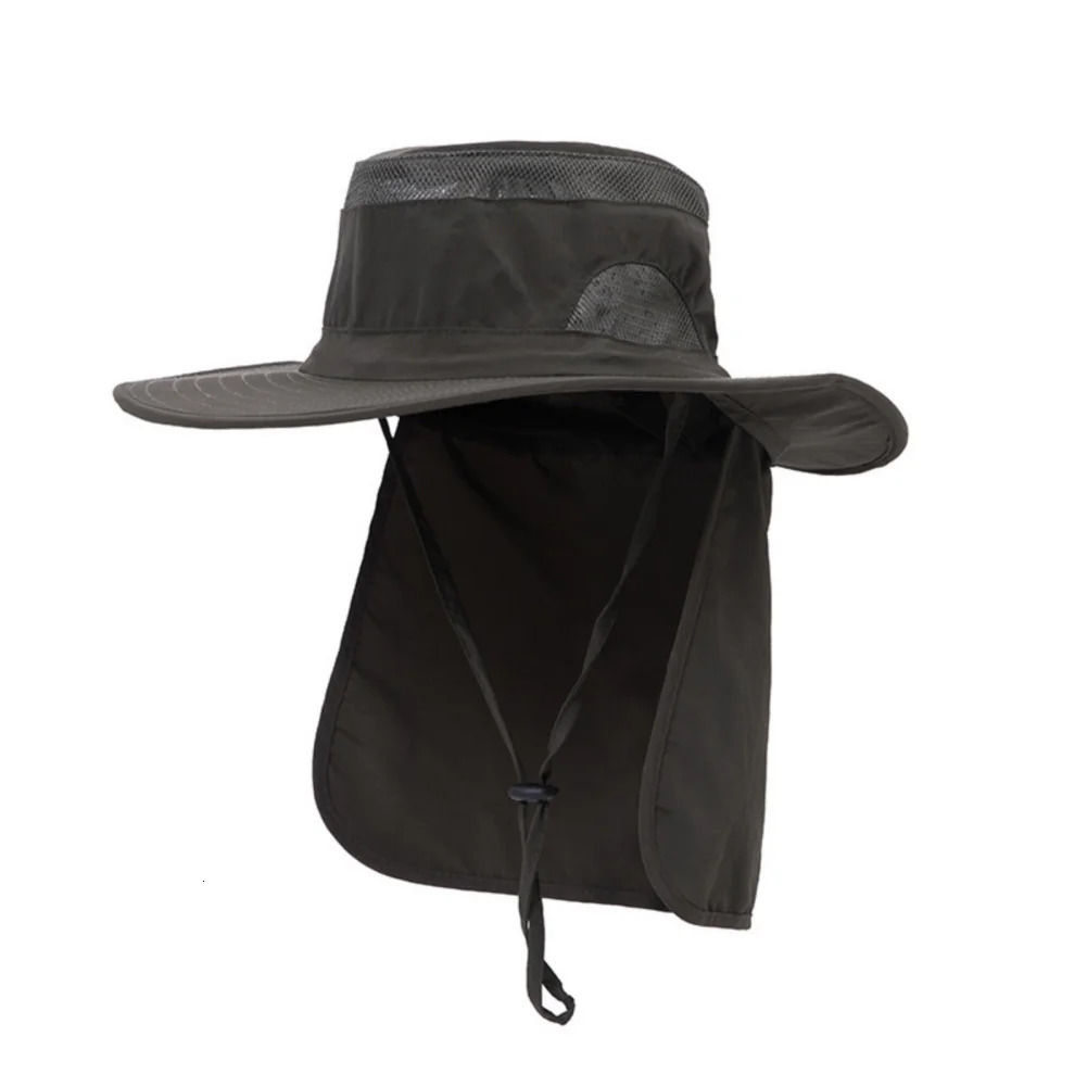 2in1 Summer UV Proteciton Bucket Hat With Back Neck Flap Cover Unisex Outdoor Safari Hiking Fishing 250304