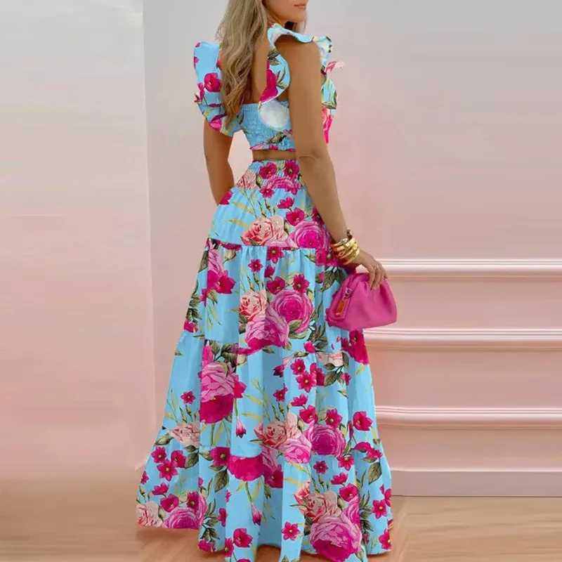 Two Piece Dress Skirt Sets Womans Clothing Strtwear New Spring/Summer Elegant Sexy Collage Slvel Top and Longuette Suits for Female Y250315JN3U