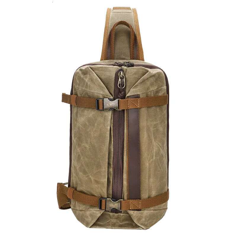 Canvas Casual Retro Large Capacity Crazy Horse Leather Crossbody Fashion Small Chest Men's Shoulder Bag