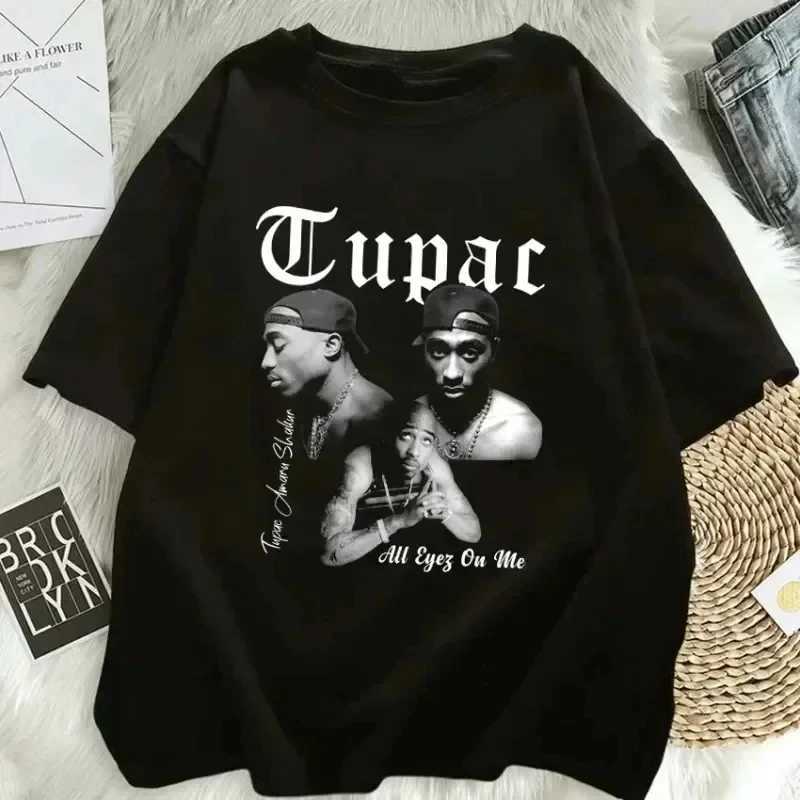 2025 Summer Fashion T-shirt Rapper Tupac Top Hip Hop Strt Wear Oversized Short Slve T-shirt Mens And Womens T-shirts X250313