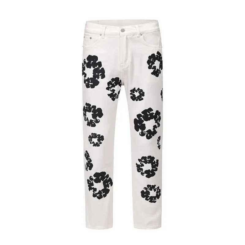 2021 Vibe Style Chic Cotton Print West Retro Mens Pencil Jeans Retro Washed Hip Hop Womens Ultra Thin Kpop Denim Trouser X250313
