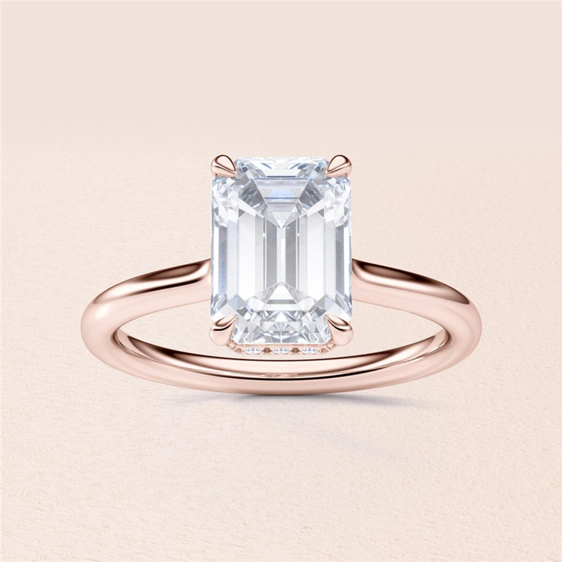 Jewelry 3 Carat Emerald Cut Lab Diamond Engagement Ring Hidden Halo 18K Yellow Gold Solitaire Emerald Diamond For Women Wedding