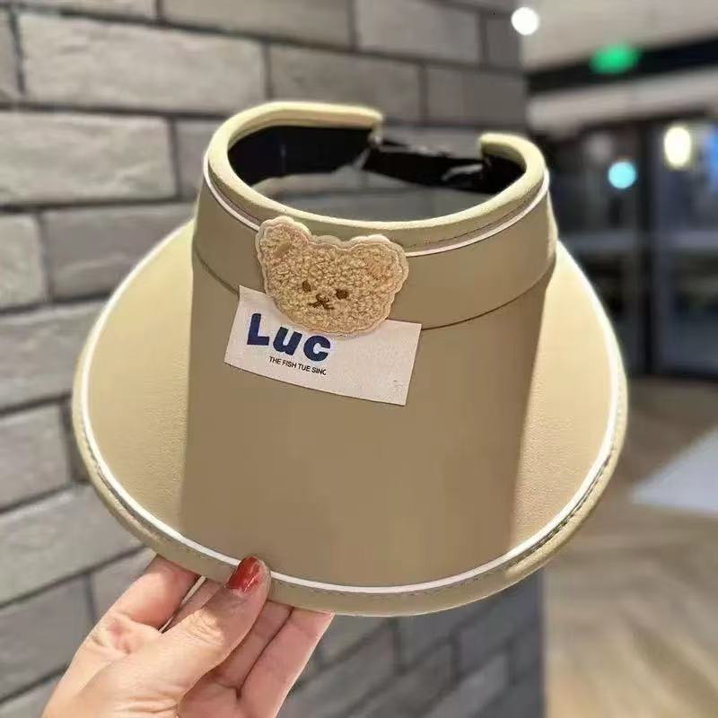 Children's Summer Big brim Straw Girl Little Bear Baby Sunscreen Empty Top Boy Sun Hat Parent Child baseball cap