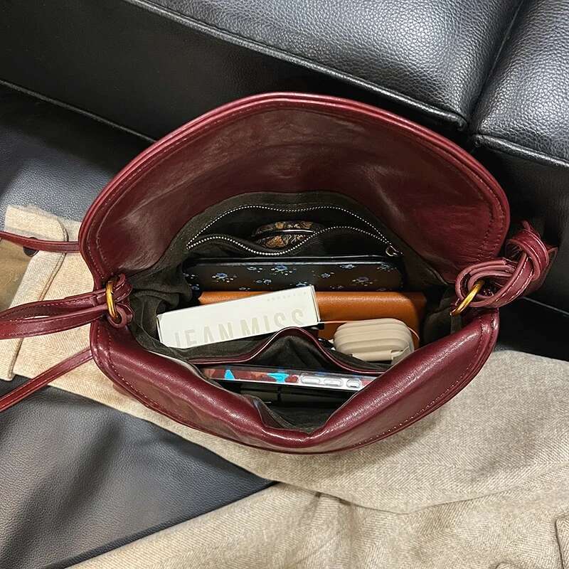 Meet You Winter Trend Vegetable Tanned Leather Envelope Clutch Women Large Capacity Solid Color Soft Shoulder Messenger Bag