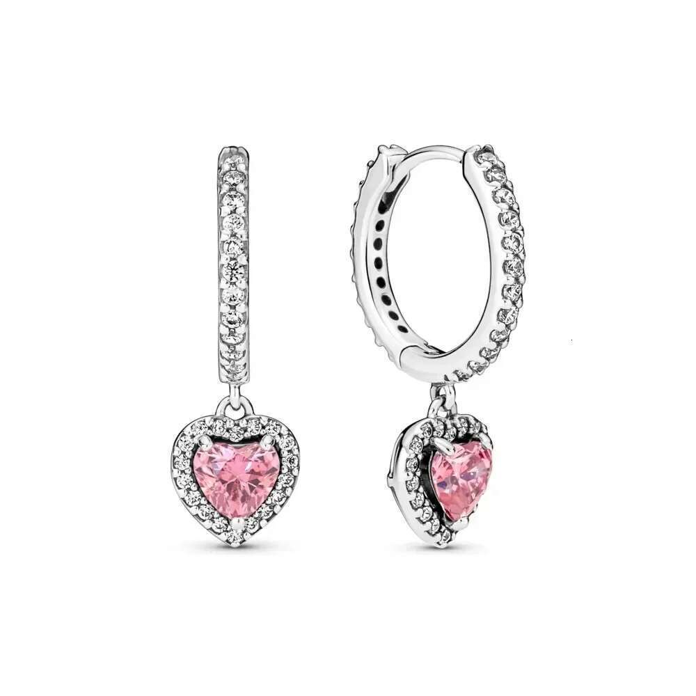 NEW 925 Sterling Silver pretty Mother Day Family Always Encircled Hoop Earrings Mum Pave Heart Rings Fit Women Gifts