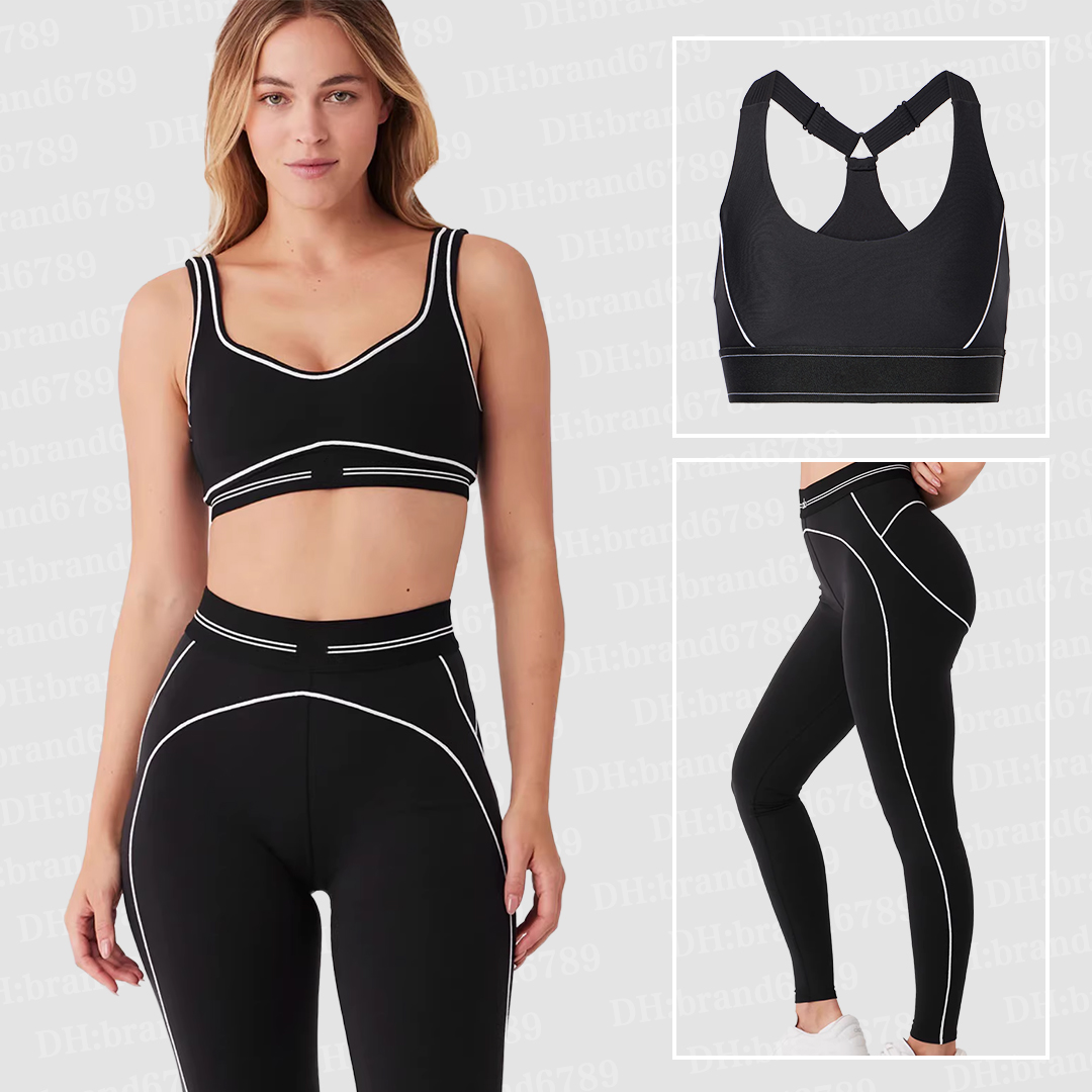 Women's Seamless Yoga Suit Heartbeat Bra + Leggings Airlifts Sports Bra High end White Stripe Low Back for Dance Yoga Running Fitness Gym & Pilates in Summer