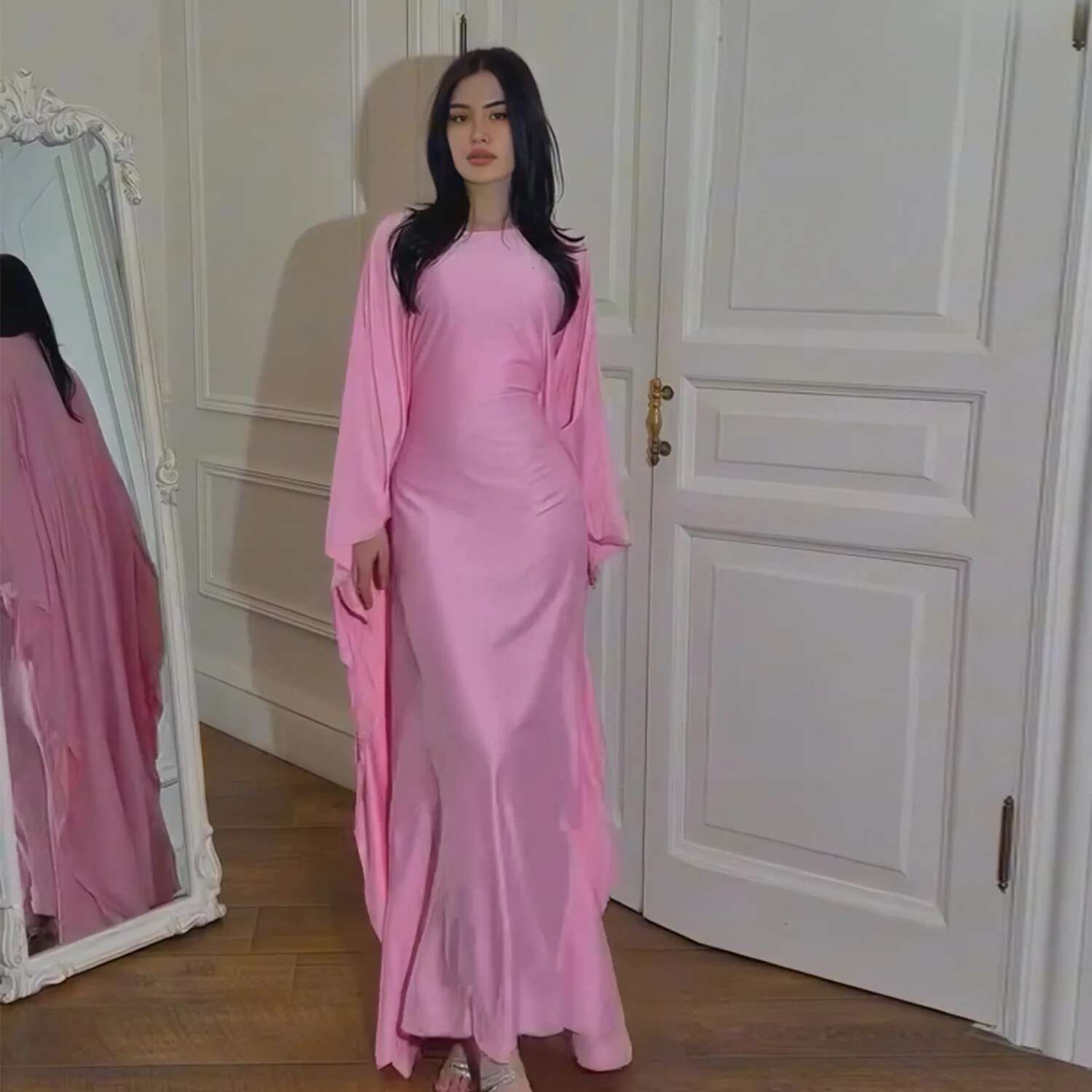 Butterfly Abaya Inside Belt Muslim Party Long Dress Plain Abayas For Women Dubai Turkey Islamic Clothing Ramadan Eid Kaftan Robe