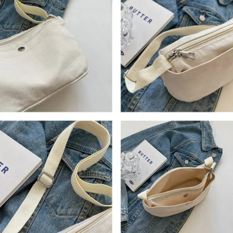 Small Canvas Womens Black Shoulder Cross Bag Female Messenger Bag Y2K Eco Korean Shopper Student Handbags Side Bag Book R250312