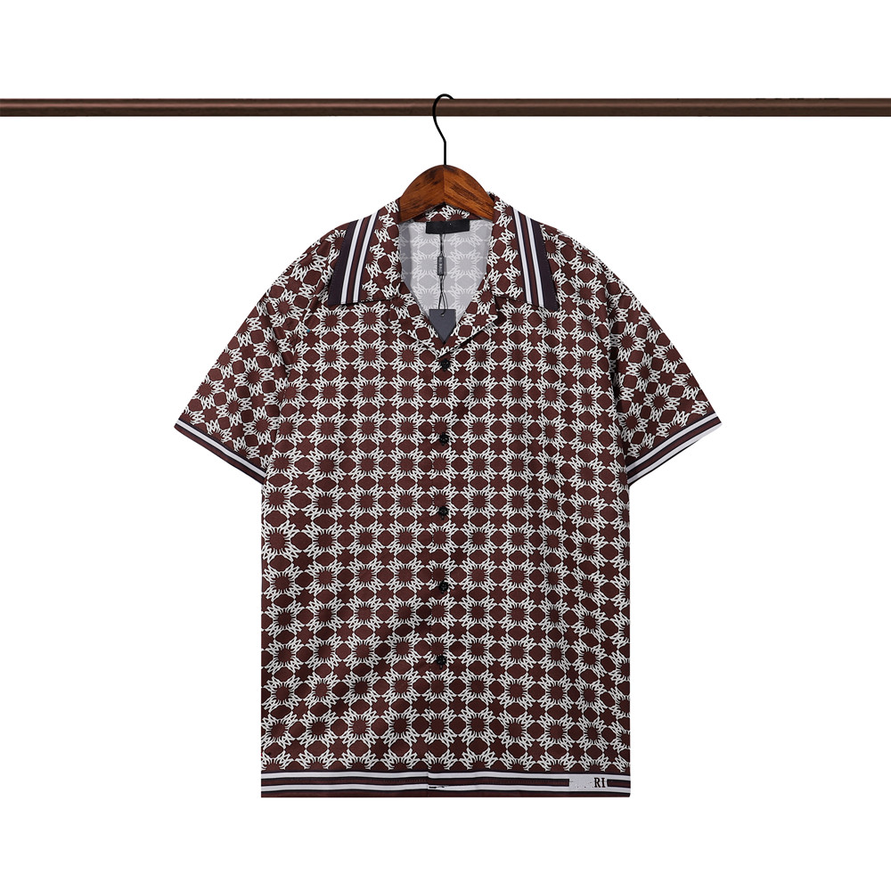 new Luxury Designer Shirts Mens Fashion Geometric print bowling shirt Hawaii Floral Casual Shirts Men Slim Fit Short Sleeve Varietyyysss
