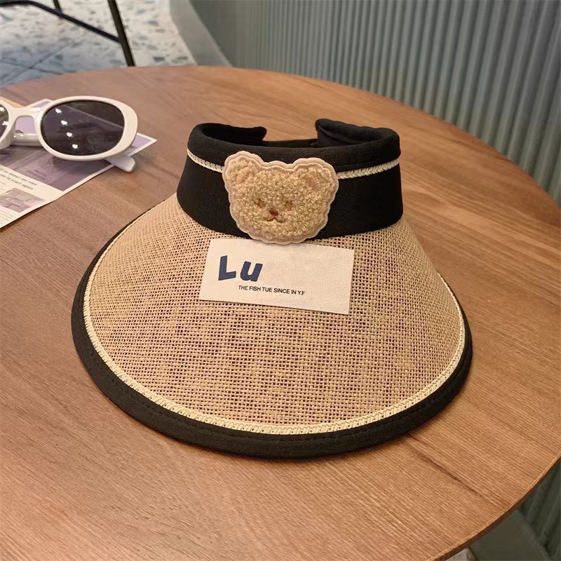 2025 Fashion Children's Empty Top Summer Boys and Girls Cute Little Bear Sunscreen Baby Sun Hat baseball cap