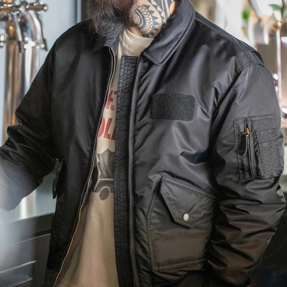 Maden Mens CWU45P Bomber Jacket AutumnWinter Windproof Thick Coat Orange Lining High Density Waterproof Fabric 250313