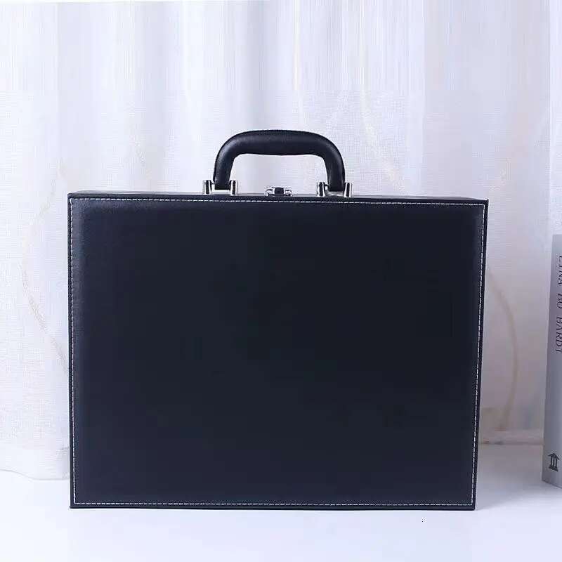 2025 New Cover Style Briefcase Men's Handheld Shoulder Business Leisure Insurance Contract Document Storage Box 34X24x8.5Cm