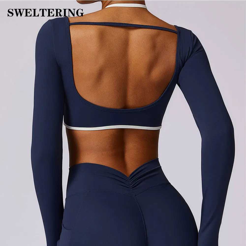 Active Shirts Tees Womens Long Slve Top Hollowing Out Shirts Running T-Shirt Workout Running Fitn Gym Sports Top Training Crop Top Y250312IRKD