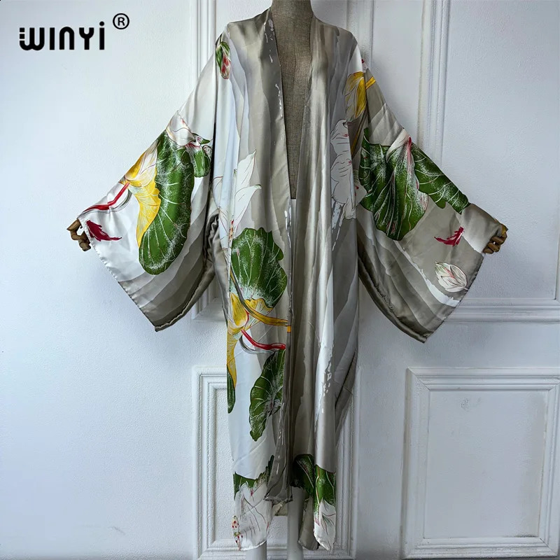 WINYI kimono boho kaftan beachwear cardigan sexy loose swimsuit evening dress abaya cover ups beach outfits women w250313