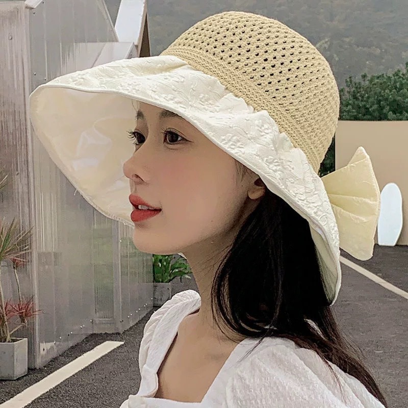 Black rubber sunshade and hat women, UV protection for summer, face covering sun hat, trendy large brim, fisherman's empty top baseball cap