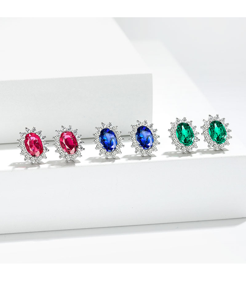 2025 Top Sell Stud Earrings Luxury Jewelry 925 Sterling Silver Oval Cut Emerald 5A Cubic Zircon CZ Diamond Gemstones Party Women Princess Earring Gift