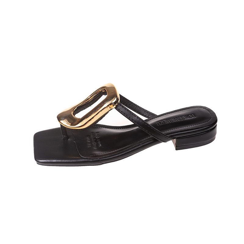 Wear flip-flops Flip-flops with gold buttons Designer free Shipping External penetration Women sandals Silver gold black blue slippers 2025 hot