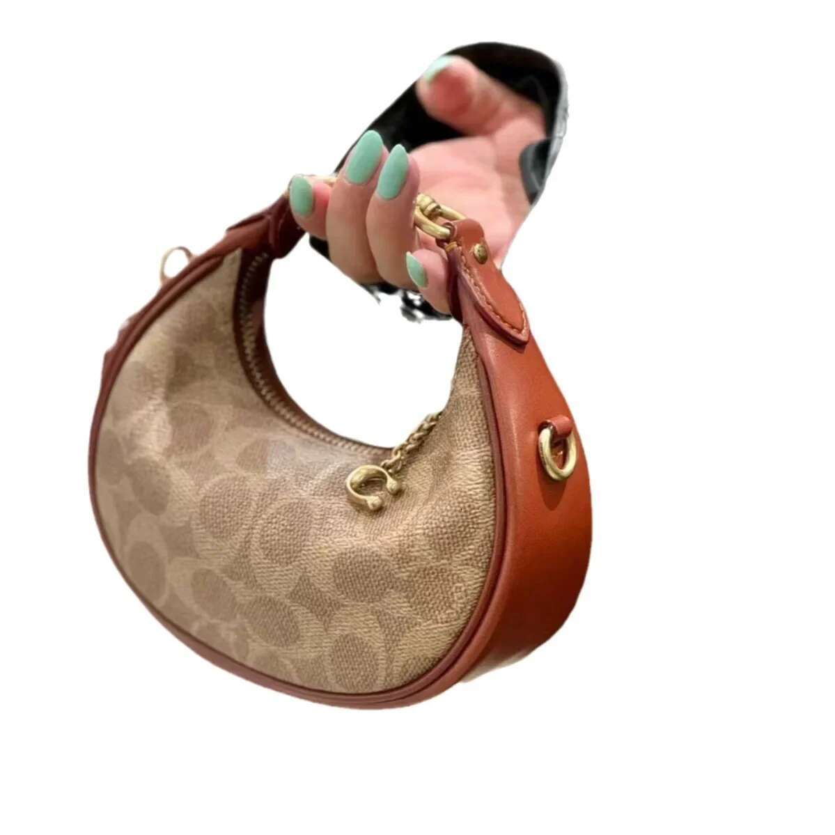 2024 New Mini Half-Moon Handbag Women's Crossbody Genuine Leather Shoulder Bag Small Trash Fashion Accessory