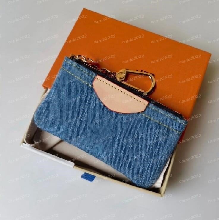 Denim Designer Coin Purse Pochet Cle Key Pouch Wallet Women Small Leather Purse Mens Luxury Mini Wallet Card Holder Classic Old Flowers Short Zipper Cardholder