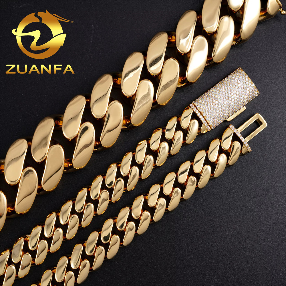18k Gold Plated 30mm Big Miami Cuban Chain Bracelet Brass Cuban Men Necklace Chain Men Chain