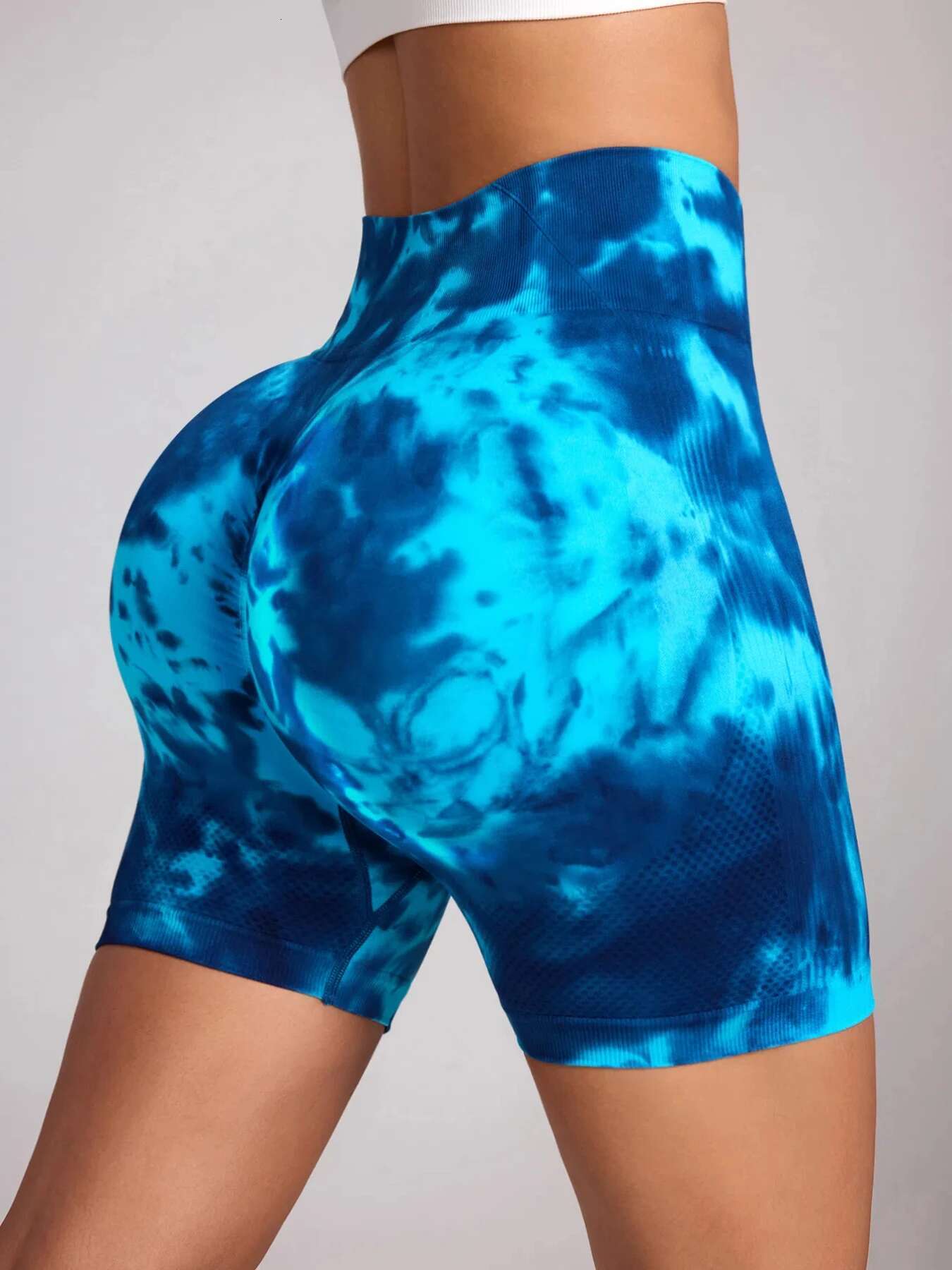Tie Dye Push Up Butt Yoga Shorts Seamless Waist For Women High Stretchy Knitting Fashion Gym Cycg Pants