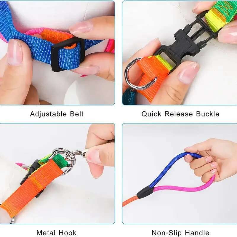 Colorful No-Pull Pet Harness Leash Set Small Medium Dogs Cats - Perfect For Outdoor Walking And Training