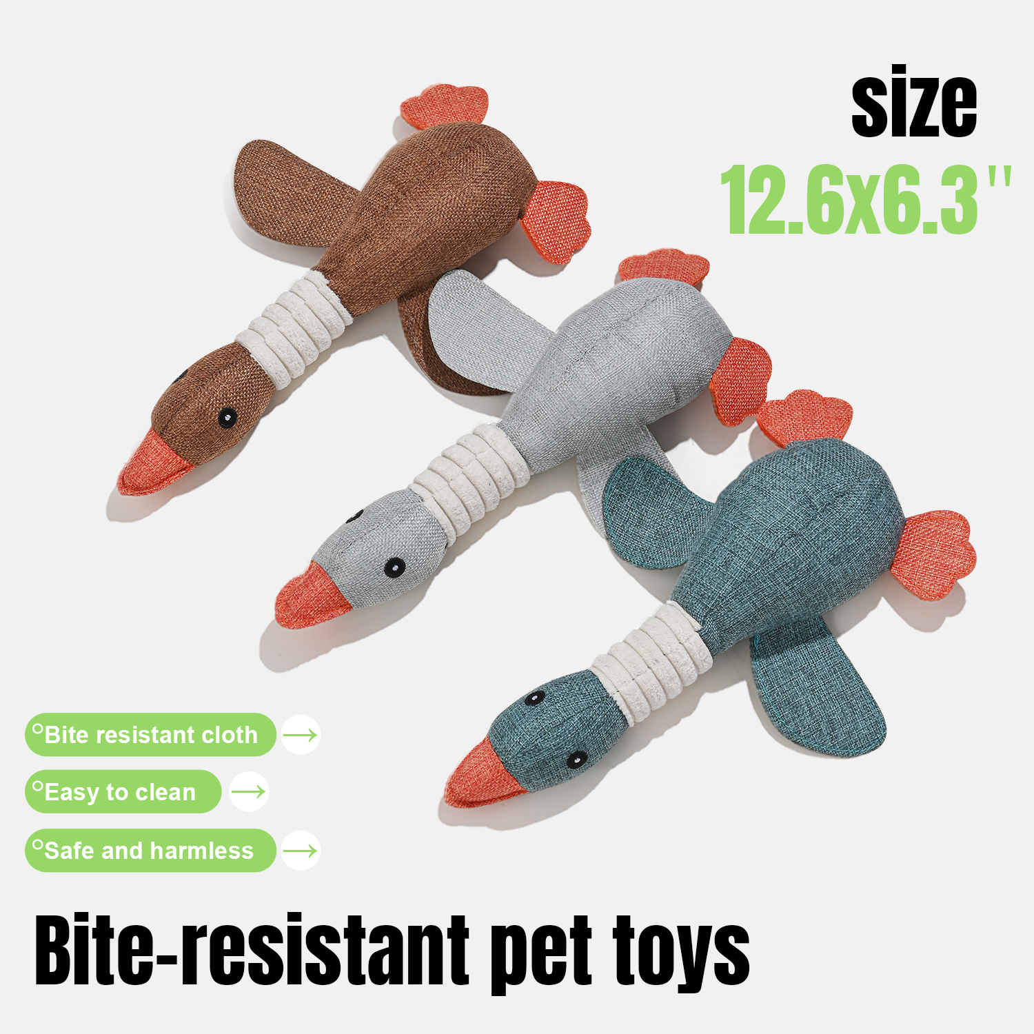 DHPET Squeaky Goose Durable Chew Aggressive Chewers Breed Dog Cat Play Interactive Toys for Small Medium Dogs Teething 12.99 Inch