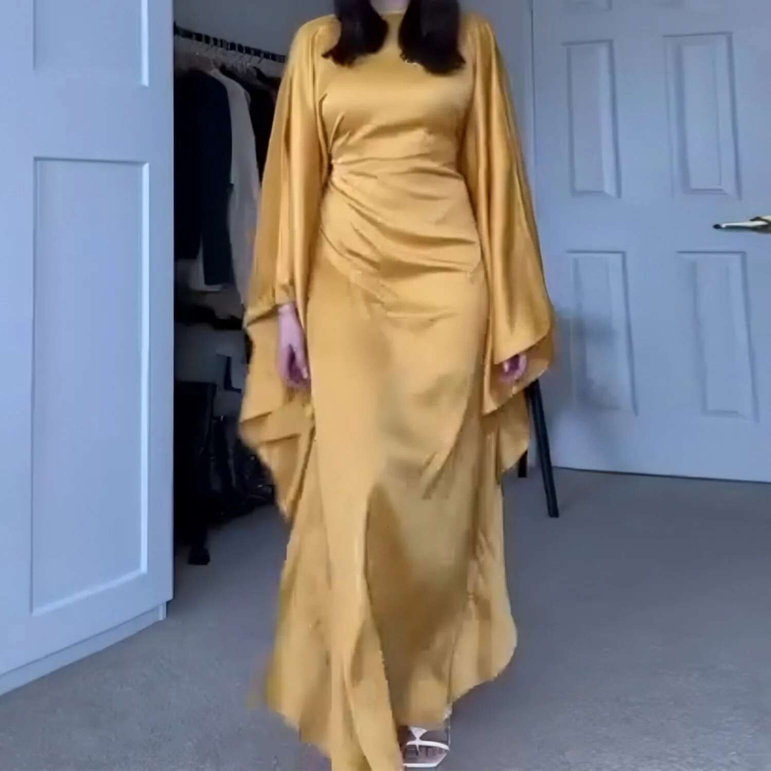 Butterfly Abaya Inside Belt Muslim Party Long Dress Plain Abayas For Women Dubai Turkey Islamic Clothing Ramadan Eid Kaftan Robe