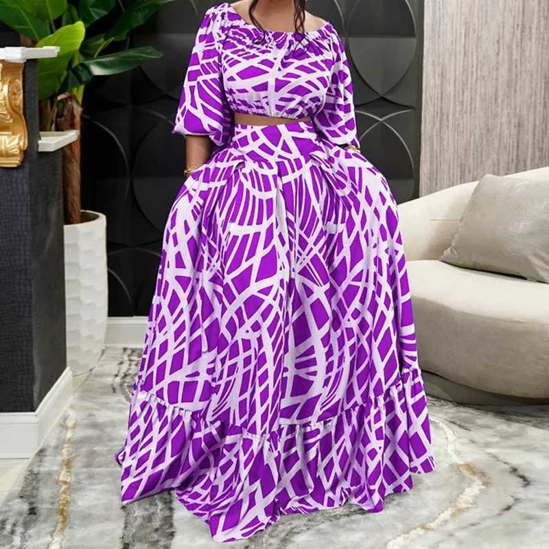 Two Piece Dress 2025 Spring And Summer European And American Fashion Commuting Womens Clothes Elegant Printed Slim Skirt Casual Loose Suit Y250315OW1L