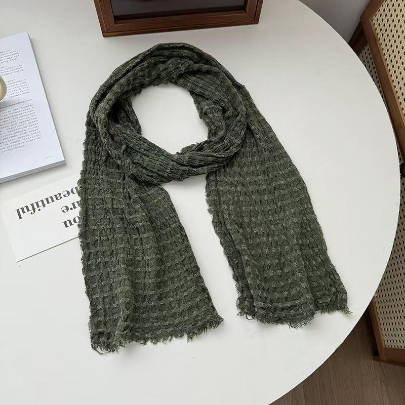 T279 scarf female 2025 new warm long scarf plain ethnic style literary shawl neck collar