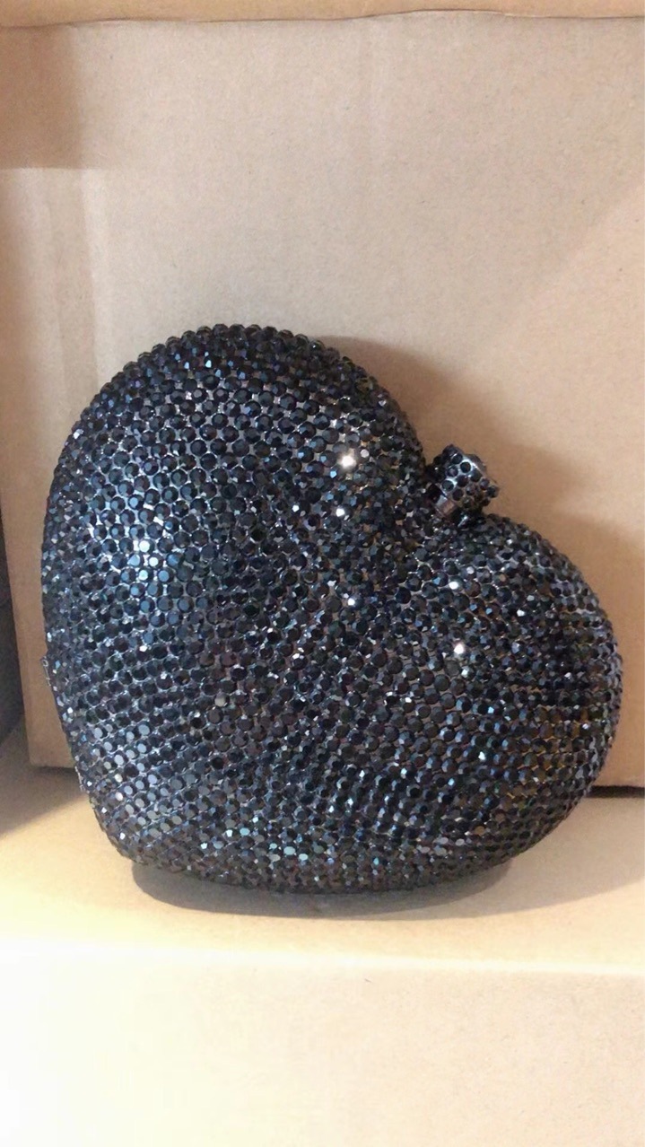 Heart Shaped Studded Banquet Full Of Diamonds, Hand-Held Formal Dress, Crystal Diamond Women's Bag, Chain, Pure Crystal Evening Bag