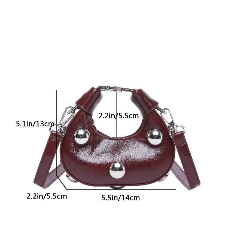 Retro Versatile Ladies Mini Handbag Women Big Rivet Personty Luxury Designer Crossbody Bags for Women Streetwear Shoulder BagC250312