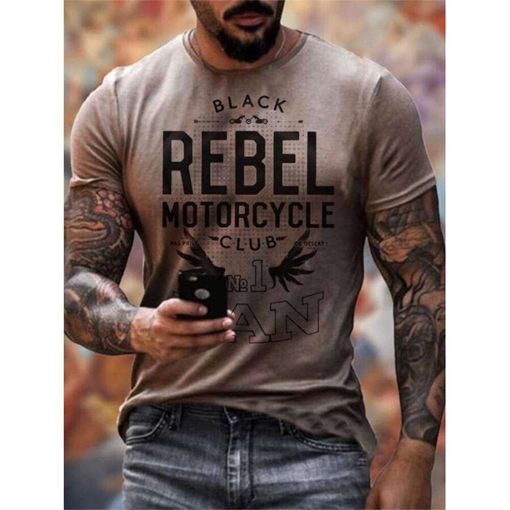 Summer digital European and American men's 3D printed round neck short sleeved T-shirt 2025 new casual versatile fashion clothing