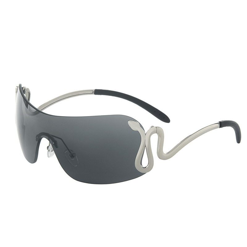 Free shipping 2025 new women frameless fashion sunglasses sunscreen party daily outfit gray blue pink transparent fashion design trendy