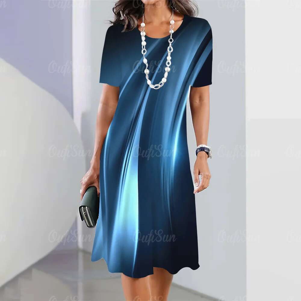 Fashion Summer Women 2023 Sexy Evening Dresses Casual Elegant And Pretty Holiday Party Dress 3D Gradient Print Clothing