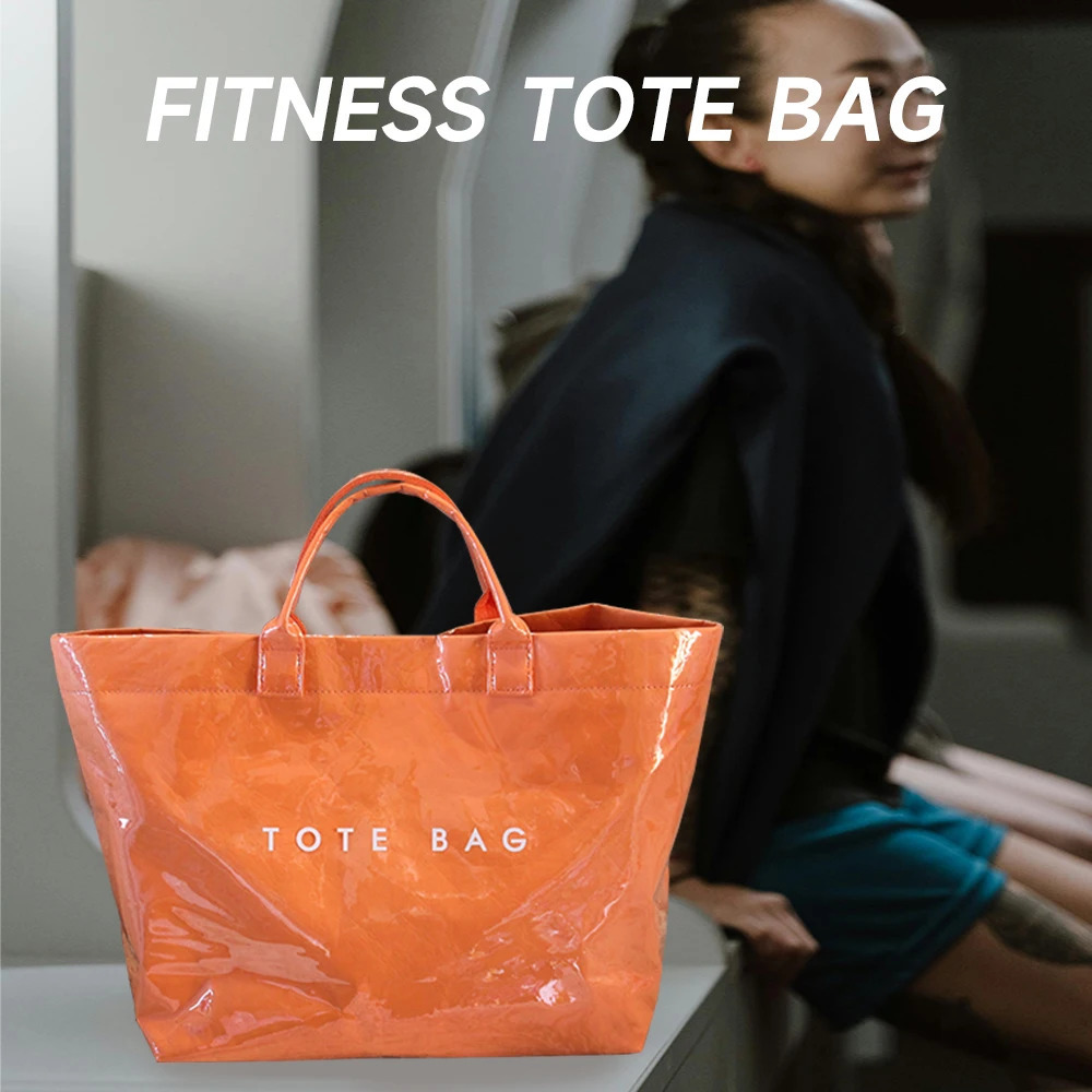 Large Capacity Fashion Tote Bags PVC Waterproof Transparent Jelly Handbag Vintage Solid Trend Top Handle Bag Letter Print 250305