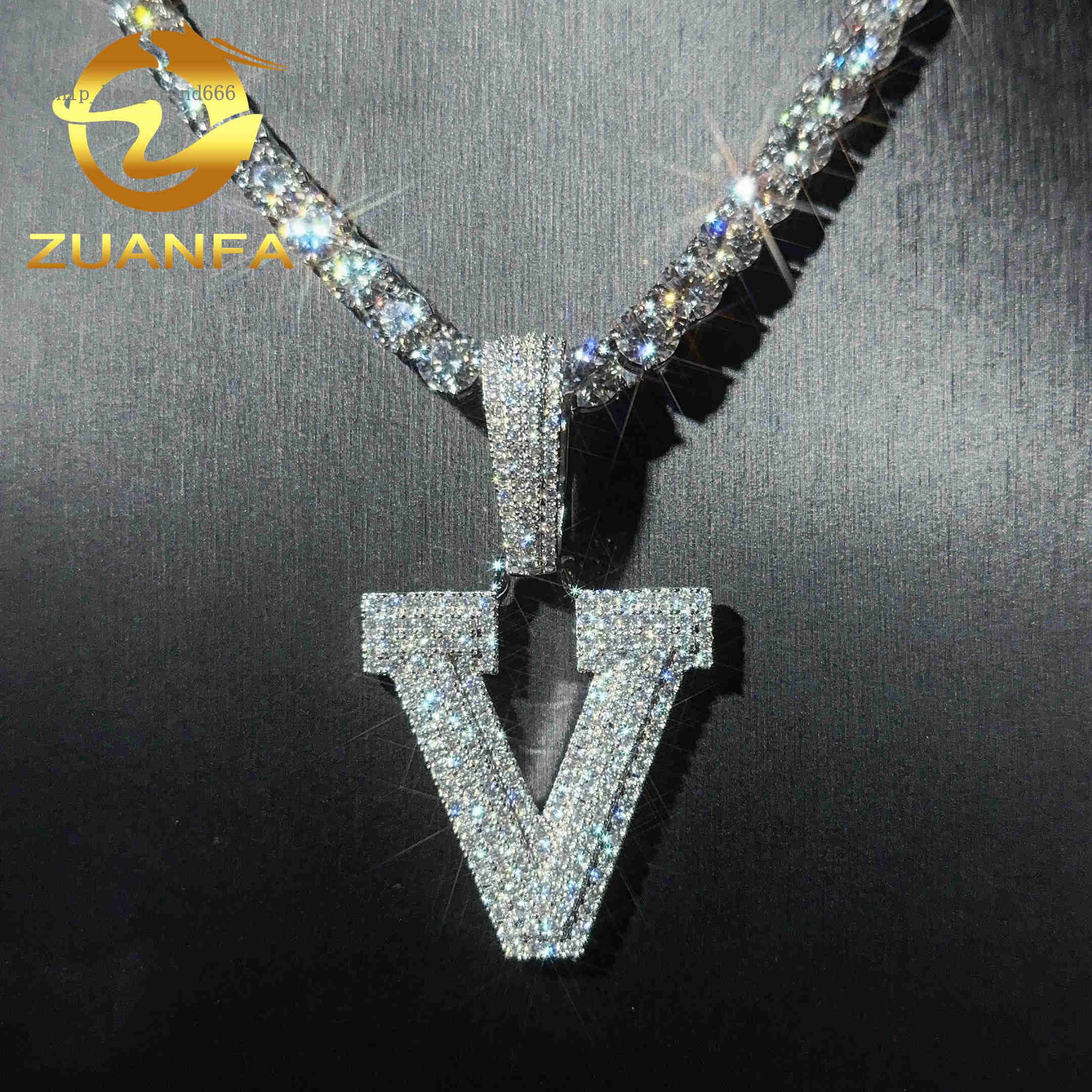Ready to Ship Single Letter Iced Out Pendant Moissanite Pendant 925 Silver Number 0-9 Hip Hop Pendant for Daily Wear