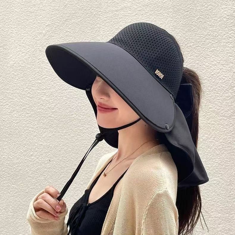 baseball cap New Large brimmed Sunshade for Women's Summer Seaside Breathable Grass Weaving Face Covering Lace Beach Sunscreen Hat