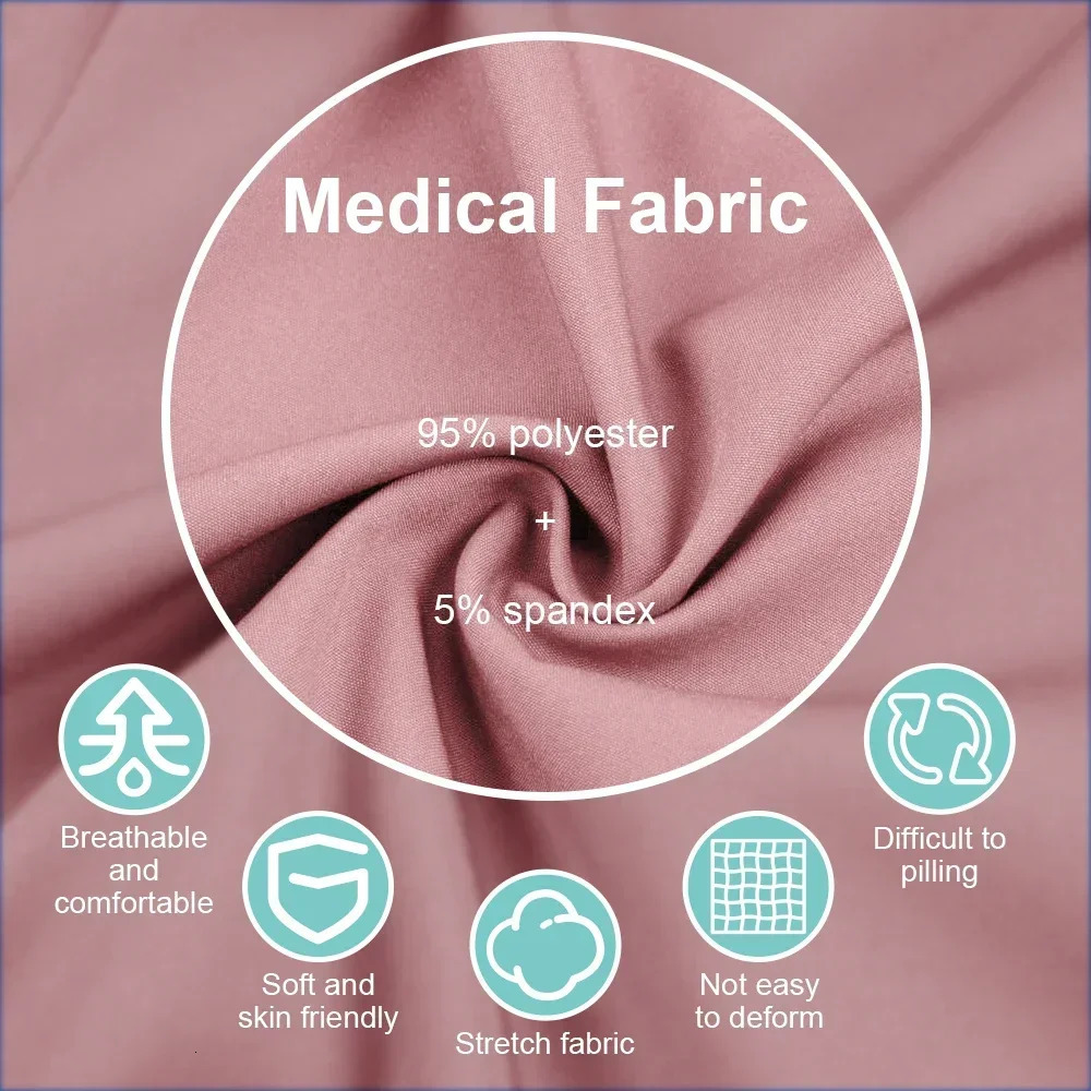 Plus Size Scrubs Set Women Nurse Uniforms Stand Neck V-cut Scrub Top Jogger Pants Vet Doctor Healthcare Workers Workwear 250312