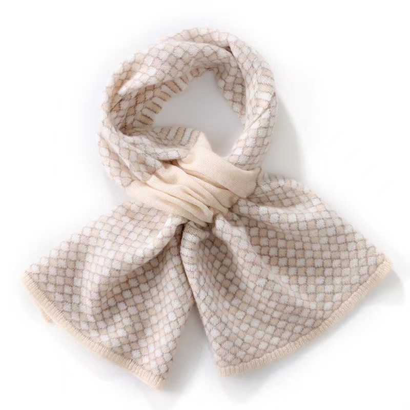 T276 cashmere 2025 new plaid knitted cross collar scarf warm cashmere neck scarf for women
