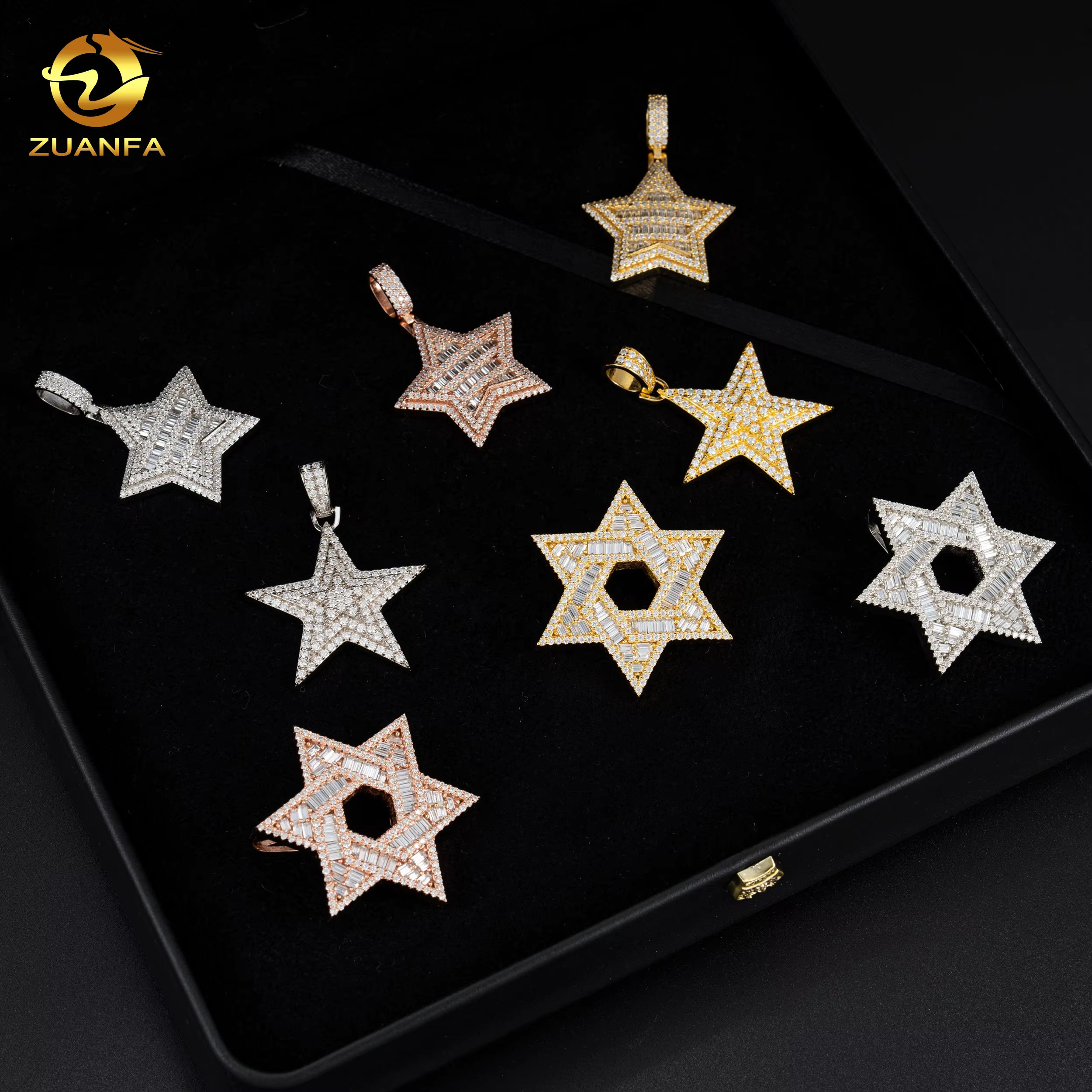 Pass Diamond Tester Hip Hop Jewelry 925 Silver Baguette Moissanite Custom Style Star Iced Out Pendants VVS Moissanite Pendant