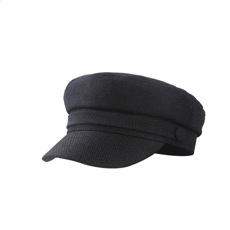 Beret Cap Woman Cotton Linen Sailor Captain Caps Retro Breton Flat Top sboy Fisherman Hat Unisex 250313