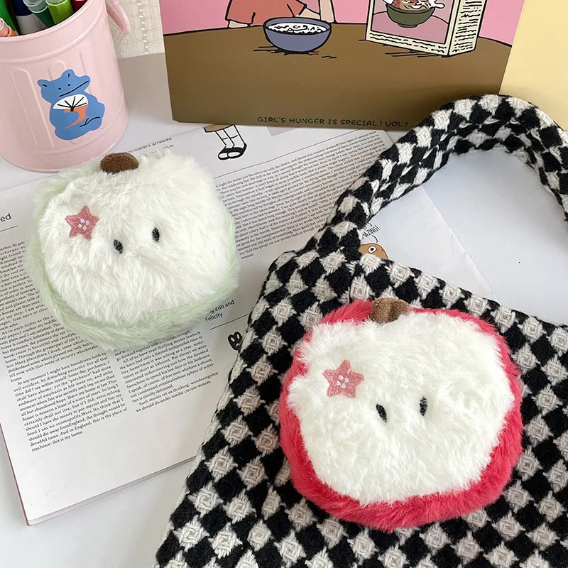 Mini Fruit Apple Cute Plush Coin Wallet Pearl Key Storage Bag Holiday Party Gift