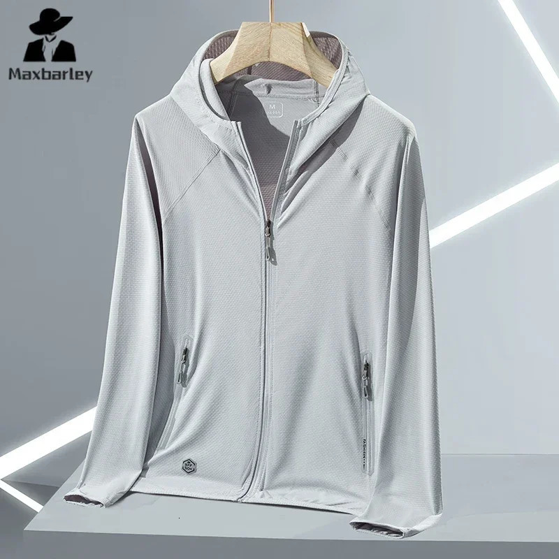 mens and womens sun protection jacket UPF50ice silk hooded outdoor running fitness sweatshirt couple windproof cover 250313