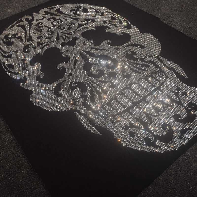 Shiny rhinestone creative skull mens summer short-slved T-shirt casual fashion loose cotton high quty T-shirt X250313