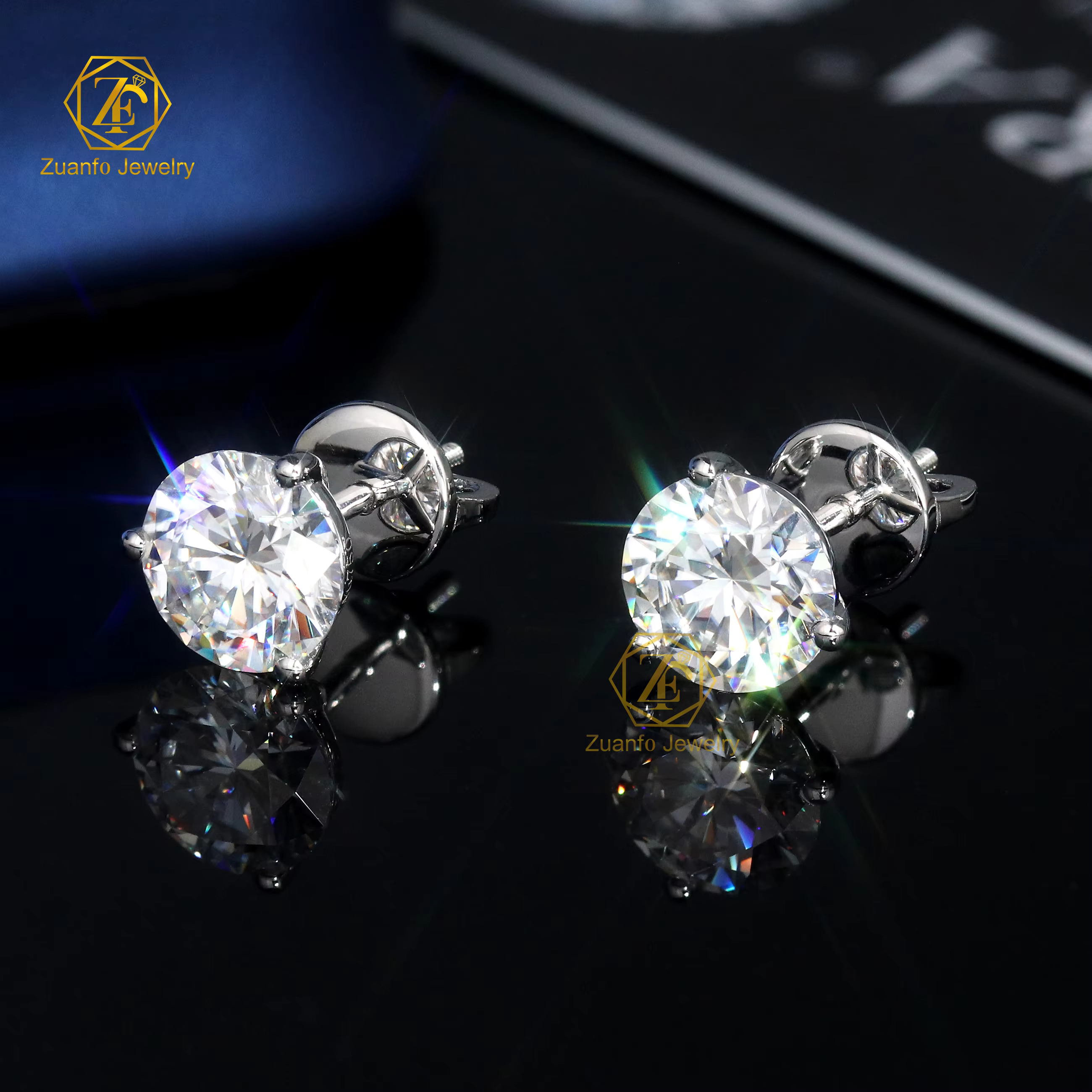 Custom 0.5 1ct 2ct Lab Grown Diamond CVD VS1 Clarity D Color 14K/18K Gold Screw Back Stud Earrings with IGI Certificate
