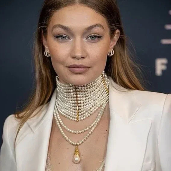 Vintage Handmade Multi-layer Pearl Tassels Choker Collar Chain Necklace250305