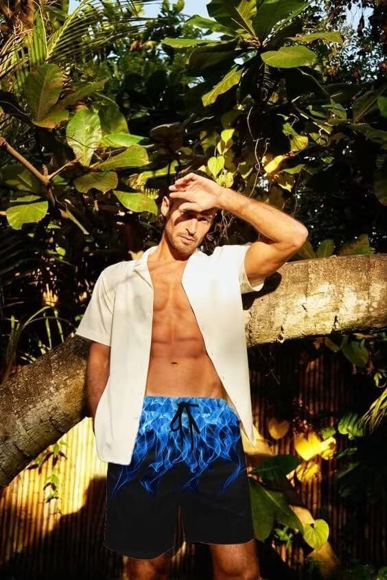 Men's Swim Trunks Hawaiian Bathing Swimsuits Beach Shorts with Pockets Seaside shorts