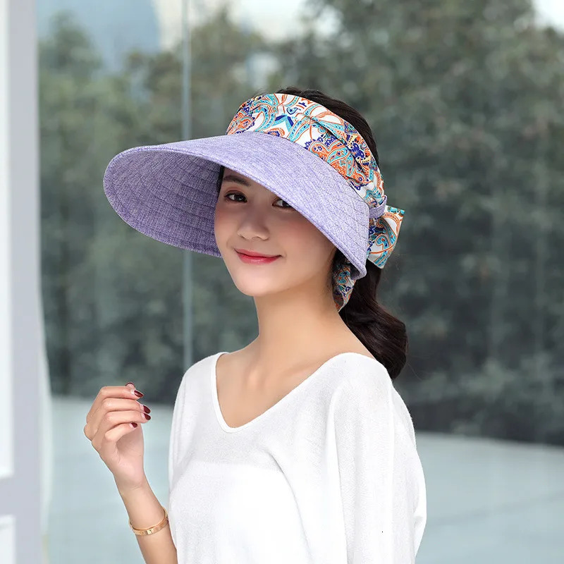 Fashion bow decoration UPV50 sunscreen outdoor sports hat mens empty top hat Visor hat Sombreros 250311BJ - view 3