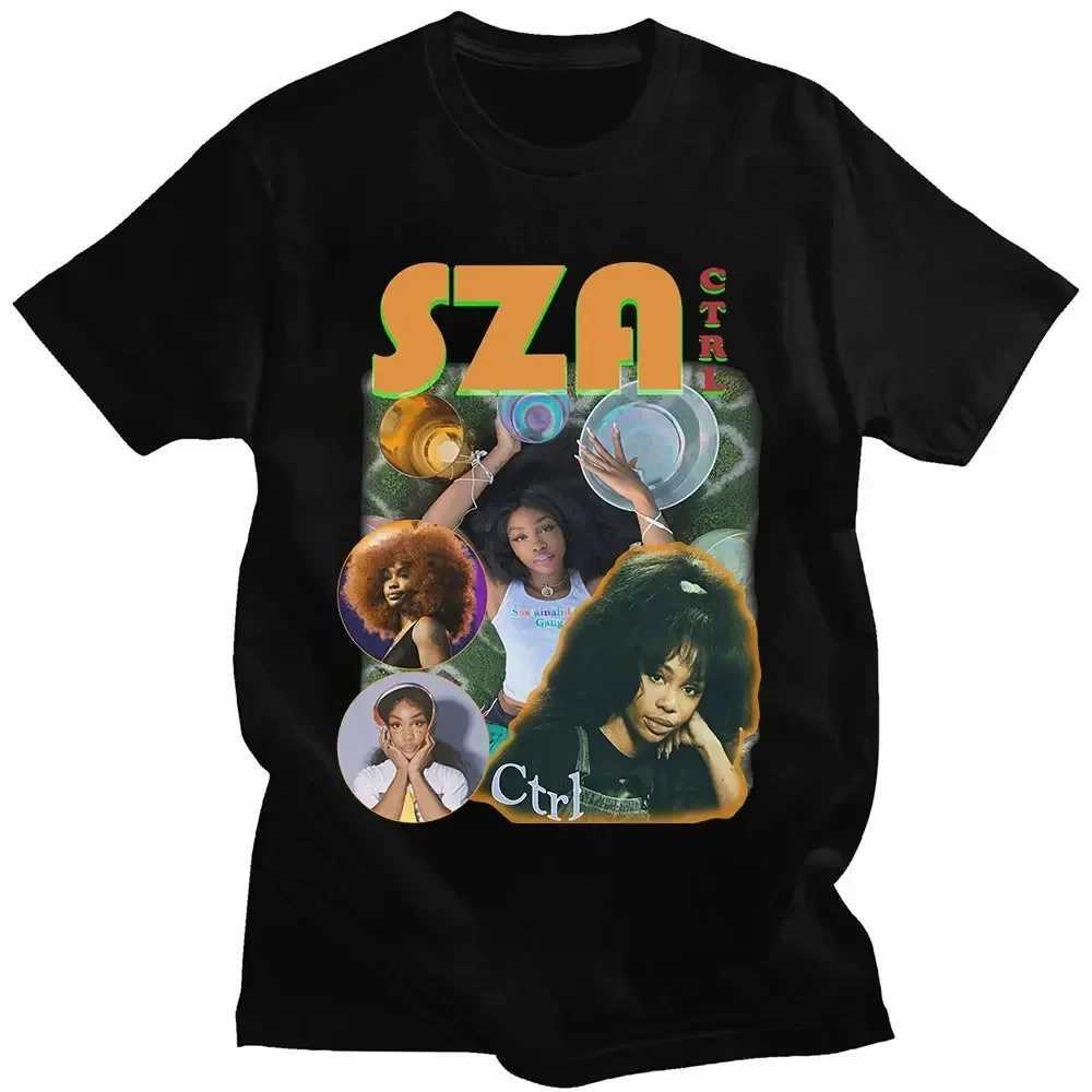 Rap singer SZA CTRL X SOS album printed T-shirt for women retro punk hip-hop Harajuku girl TShirt fashion T-shirt for women Top 70549 Y250314